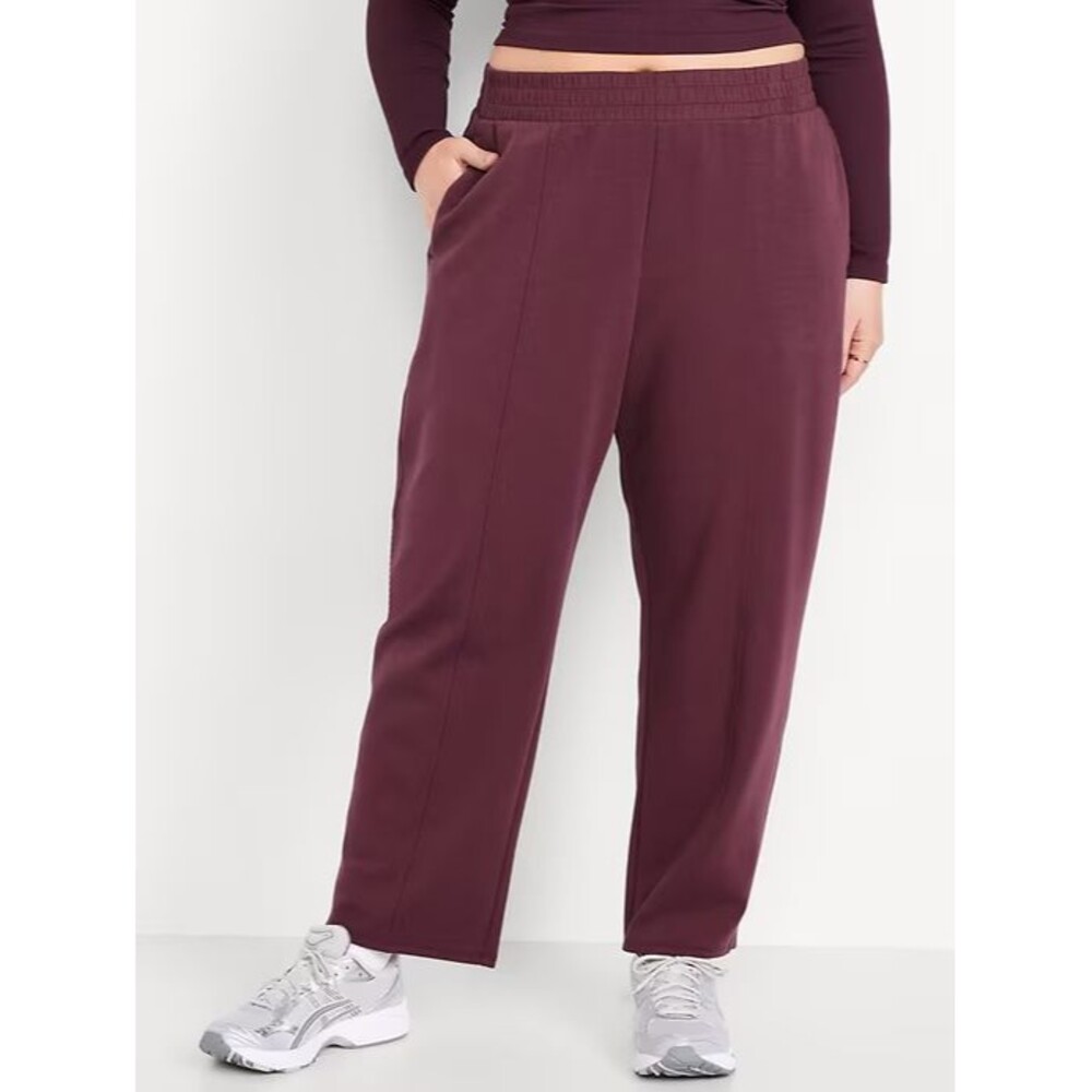 Old Navy Dynamic Fleece Barrel Pants Womens XL Burgundy Red Pull On NEW